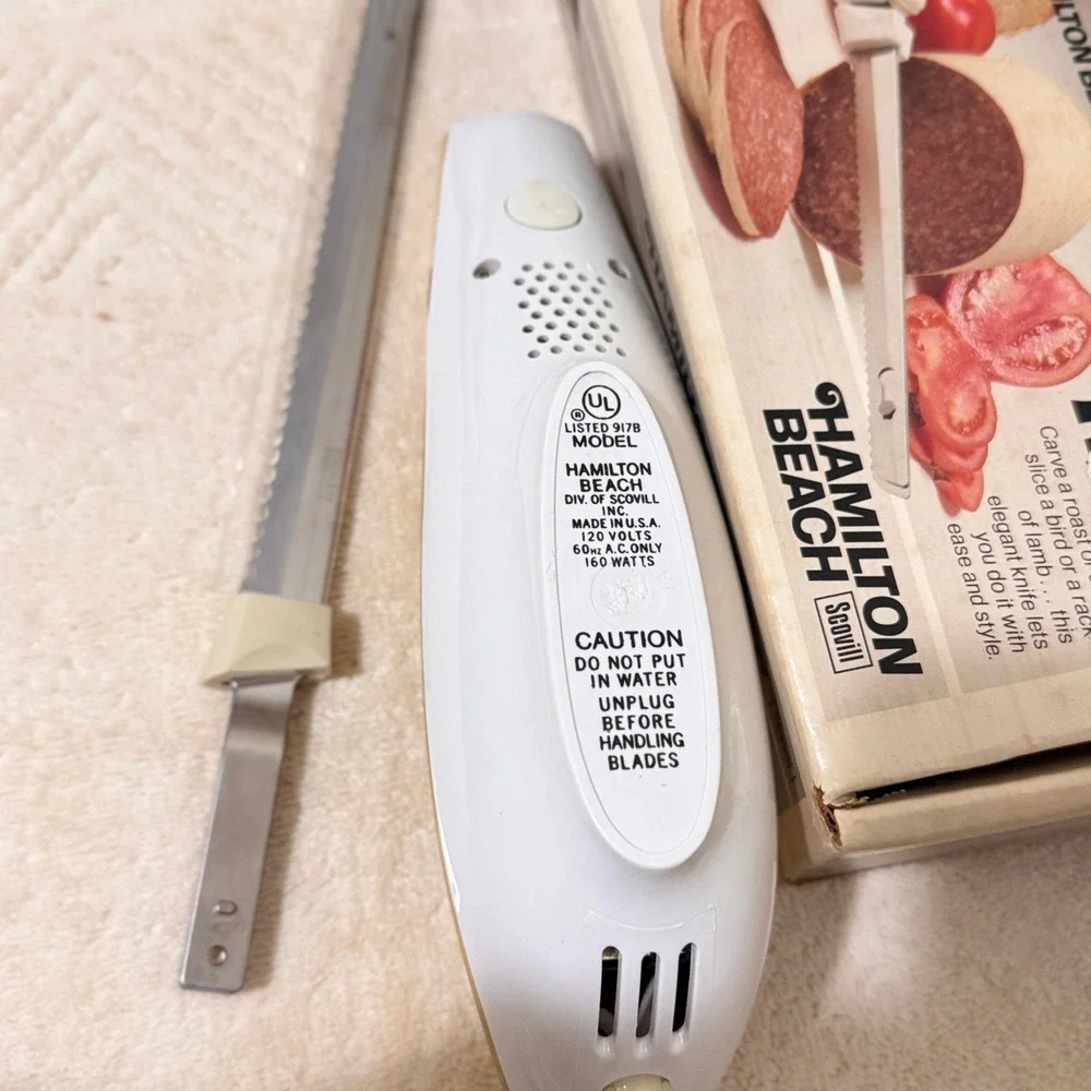 Vintage Hamilton Beach Scovill Electric Knife Model 275G Gold White Tested USA